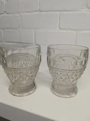 Buy Victorian Moulded Pair Whisky Glass Tumblers,gothic Pattern Bowls,c1900-1920 • 12.99£