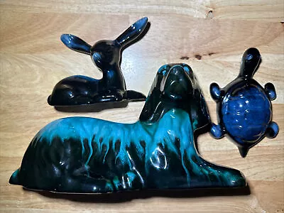 Buy Blue Mountain Pottery Bundle Reclining Dog Deer Turtle • 15£