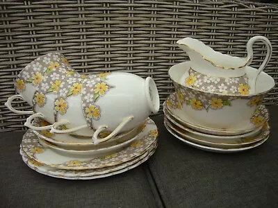 Buy Vintage Art Deco Part Tea Set China Tuscan Plant Yellow Flowers • 16£