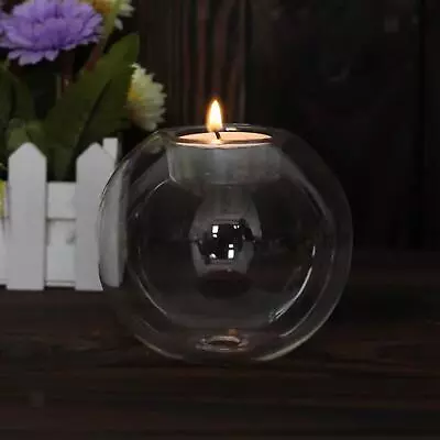 Buy Glass Candle Holder Clear Candlestick For Thanksgiving • 5.95£