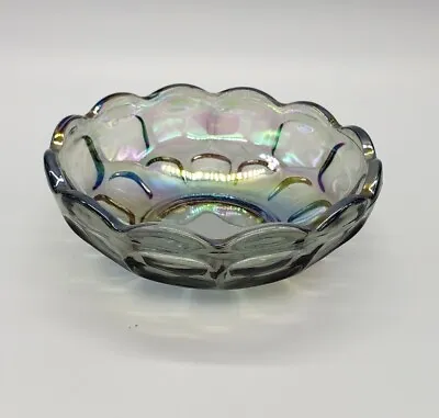 Buy Vintage Iridescent Smoky Gray Carnival Glass Bowl 5.5  • 6.49£