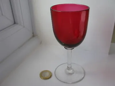 Buy Edwardian Art Nouveau Era Rich Cranberry Pink Wine Glass Collar Under Bowl L2 • 20£