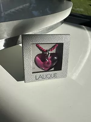 Buy LALIQUE - PENDANT OPALESCENT FUCHSIA PINK NECKLACE LARGE HEART SILK CORD Boxed • 145£