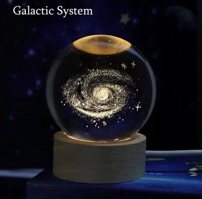Buy 3D Galaxy Night Light Paperweight Laser Etched In Glass (6cm + 5cm USB Base) • 12£