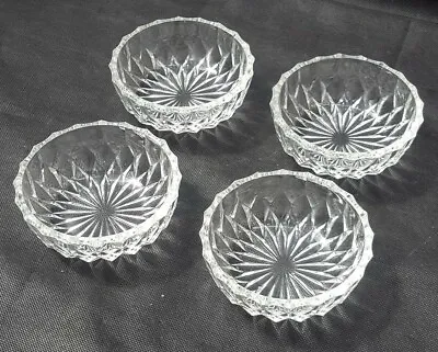 Buy Set Of Four Hand Cut Glass Bowls - Sweets/snack/dip/dessert Bowls - 12cm X 4cm • 10£