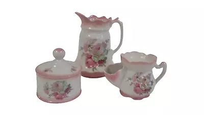 Buy James Kent Old Foley English Pottery Pink Rose Pattern Set Of 3 Jar, Teapot Bowl • 9.99£