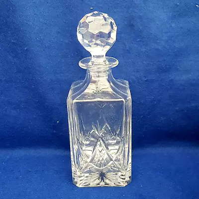 Buy Heavy Lead Crystal Cut Square Decanter With Stopper, Vintage • 13.99£