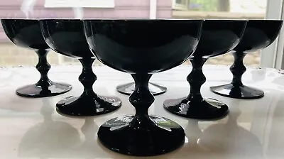 Buy 8 Colony Amethyst Black Cocktail Glass Wafer Stem COL13BL Rare Barware Gothic • 66.15£