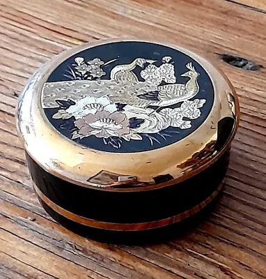 Buy  Vintage Chokin Japanese Trinket Box Black Gold - Peacock Design • 12.99£