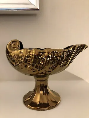 Buy Beswick Art Deco Lustre Shell Pedestal Vase Gold Copper Bronze • 15£