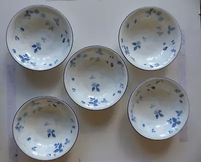 Buy Rare Wedgwood Strawberry Blue  5 X Cereal Bowls 6  Bone China Wedgw0od • 60£