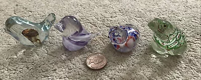 Buy 4 X Vintage Glass Mini Animal Paperweight 2 Birds Isle Of Wight Cat Frog • 25£