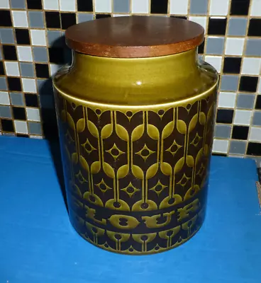 Buy Hornsea Heirloom Green Large Flour Storage Jar 1975 Wooden Lid Vintage Retro  • 30£