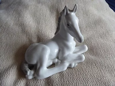 Buy Vintage Lomonosov White Horse / Foal Porcelain Figurine ( Ussr) • 10.99£