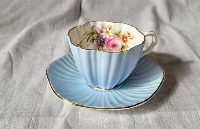 Buy Vintage Foley Bone China Coffee Tea Cup & Saucer Pale Blue Flowers Floral • 32£