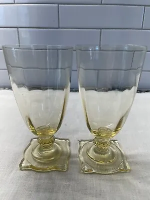 Buy Two 6oz Heisey Carcassonne Sahara Yellow 5” X 2” Glasses Circa 1930’s • 28.95£
