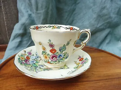Buy Crown Staffordshire Hollyhock Pattern  Tea Cup & Saucer  #8 • 8£