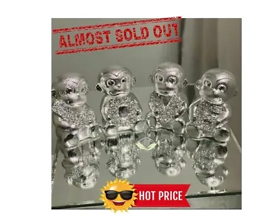 Buy New Love Monkeys Crushed Crystal Diamond Bling Silver Ornament Wedding Gift  • 18.99£