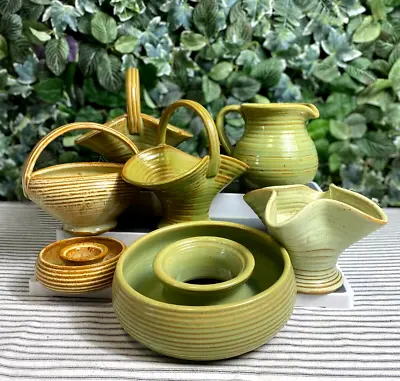 Buy Green Funky Bretby Stoneware Pottery Collection 7pcs 2/2 • 9.99£