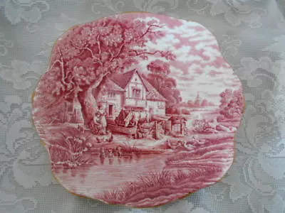 Buy Collectible SUTHERLAND Rural Scenes Red/Pink Bone China Plate - Made In England • 40.92£