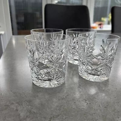 Buy Vintage Cut Crystal Whisky Tumblers Glasses X4 • 14.99£