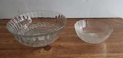 Buy Set Of 2 Clear Glass Bowls Vintage  • 12.48£