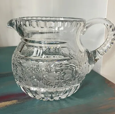 Buy Lead Crystal Cut Glass Water Jug Cocktail Drinks Jug Or Flower Vase 2 Pint Flora • 12£