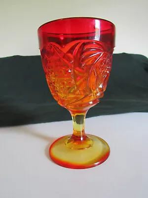 Buy Vintage Viking Glass Amberina Red & Yellow Yesteryear Tall Goblet 6  Tall Glows • 14.15£