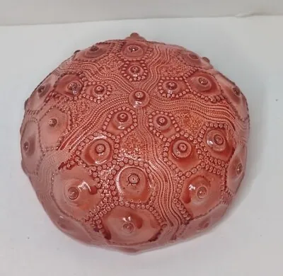 Buy Robin Lehman Sea Urchin Glass Art Paperweight Pink/Red Ocean Color Defect • 19.18£