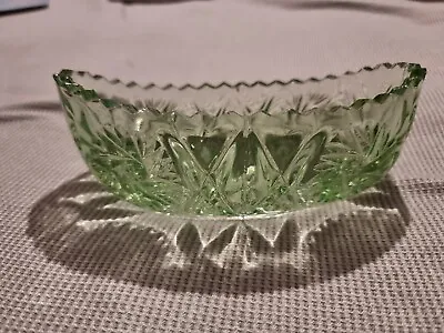 Buy Sowerby 1930s Art Deco Pressed Green Glass Boat Pinwheel Bowl Dish 164mm • 8.50£