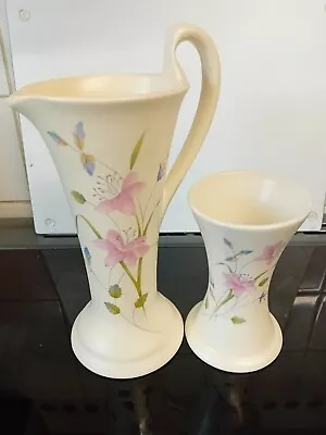 Buy Pretty Purbeck Pottery Vase And Jug, Vase 14cm Tall, Jug 22cm Tall • 15£