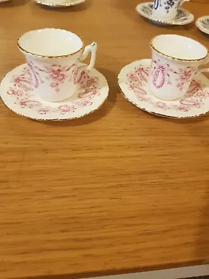 Buy 2*Teacup, Demitasse Cup, Coalport, Queensbury Red, Red White China, Rope Edge, • 14.99£