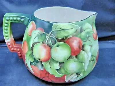 Buy Antique American Belleek Porcelain Hand Painted Cider Pitcher W Apples • 99.46£