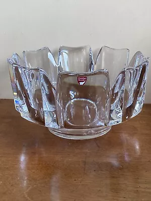Buy Large Modernist Swedish Orrefors  9  Crystal Glass Bowl Corona By Lars Hellstern • 50£