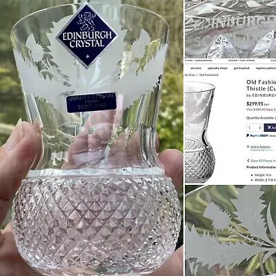 Buy Rare ONE 4” Crystal EDINBURGH THISTLE Engraved CUT WHISKY GLASS SIGNED 1ST LABEL • 140£