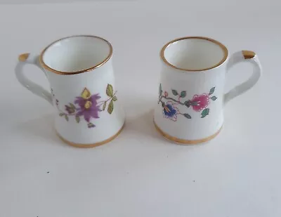 Buy 2 X Vintage Hammersley Miniature Porcelain Tankards Floral Designs  • 9£