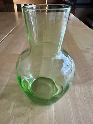 Buy Vintage 6” Tall Depression Era Uranium Vaseline Glass Vase Carafe Water Jar • 18.97£