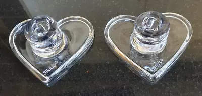 Buy 2 Sirius Small Clear Glass Heart Shaped Candlesticks  • 2£