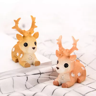 Buy  2 Pcs Animal Ornament Christmas Deer Figurines Decorate Cute • 8.19£