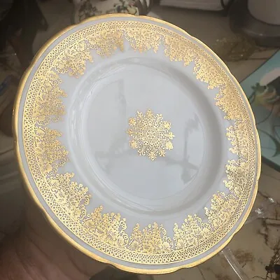 Buy RARE ~ Foley Bone China England, 8“ Bread Dish~ Gold Flake ~ Amazing Detail ~ • 18.49£