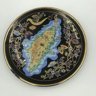 Buy Ibiscus Ceramic   Map Of Island Of  Rhodes   Hand Made Plate   24k Gold • 12.99£