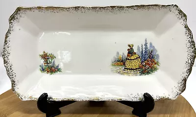 Buy Vintage Tuscan Plant China Long Cake Plate Sandwich Plate Decorated Edge Lady • 8.99£