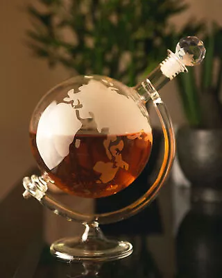 Buy Christmas Glass World Novelty Globe Decanter Vodka Whisky 700ml Wine Spirit Gift • 20.99£