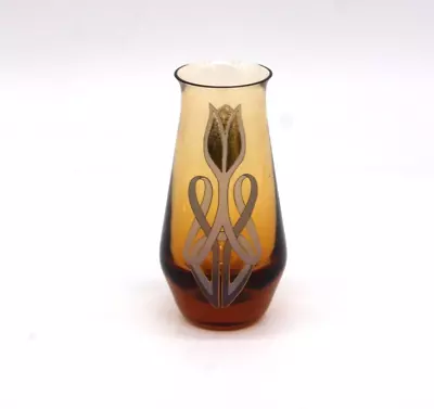 Buy CAITHNESS Glass Vase Amber Small Flower Bud Scotland 12.5cm • 4.99£