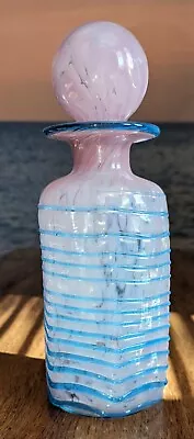 Buy Large Maltese Mdina Pink & Blue Trail Art Glass Decanter Vase Bottle, Pristine  • 48.99£