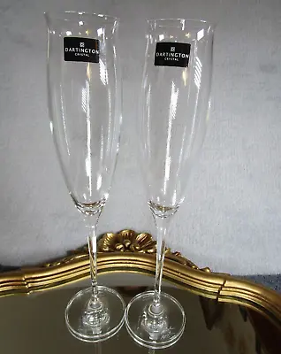 Buy 2 Lovely Vintage New & Signed Tony L Dartington Crystal Champagne Flute Glasses • 11.95£
