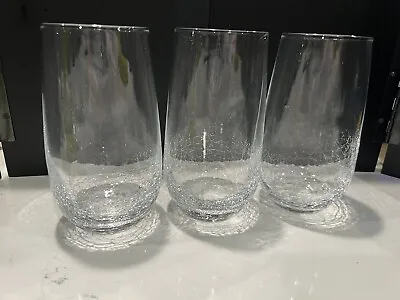 Buy Pier 1 One  Crackle Glass Tumblers, Set Of 3 , Flat Bottom • 47.42£