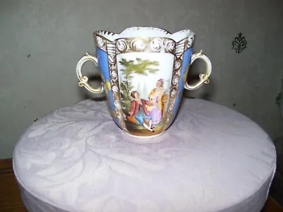 Buy Meissen Beautiful Hand Painted Panels Twin Handled Loving Cup C.1840 • 44.95£