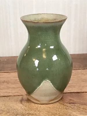 Buy Studio Pottery Green Geometric Pattern Stoneware Vase 12cm High Stamped CC • 12.50£