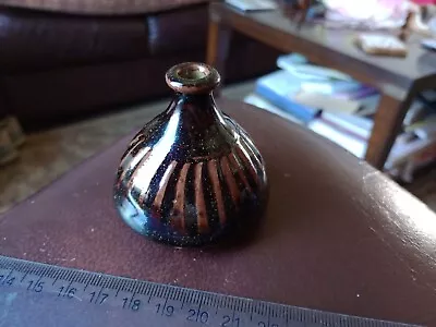 Buy David Pritchard, Edinbane Pottery, Skye. Tenmoku Small Bud Vase. 5cm Tall. • 20£